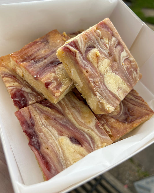 White Chocolate and Raspberry Blondies